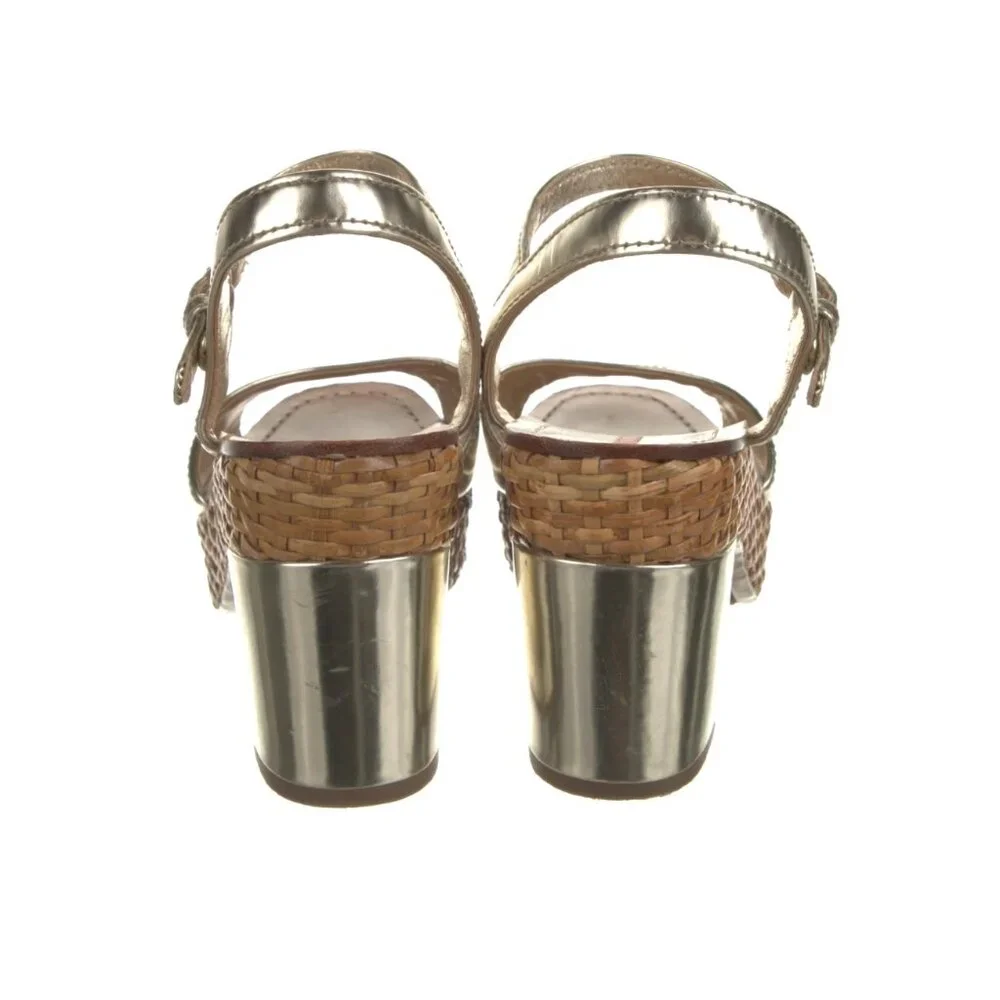 Prada Leather Espadrilles 7.5 tan gold metallic woven - Picture 4 of 4